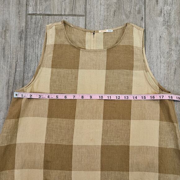Apuntob Macro Vichy Linen Sleeveless Top Womens Size S Hazelnut Check Minimalist - Picture 4 of 11